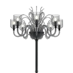 Lampada da terra Raffaello a 8 luci in vetro di Murano color grigio