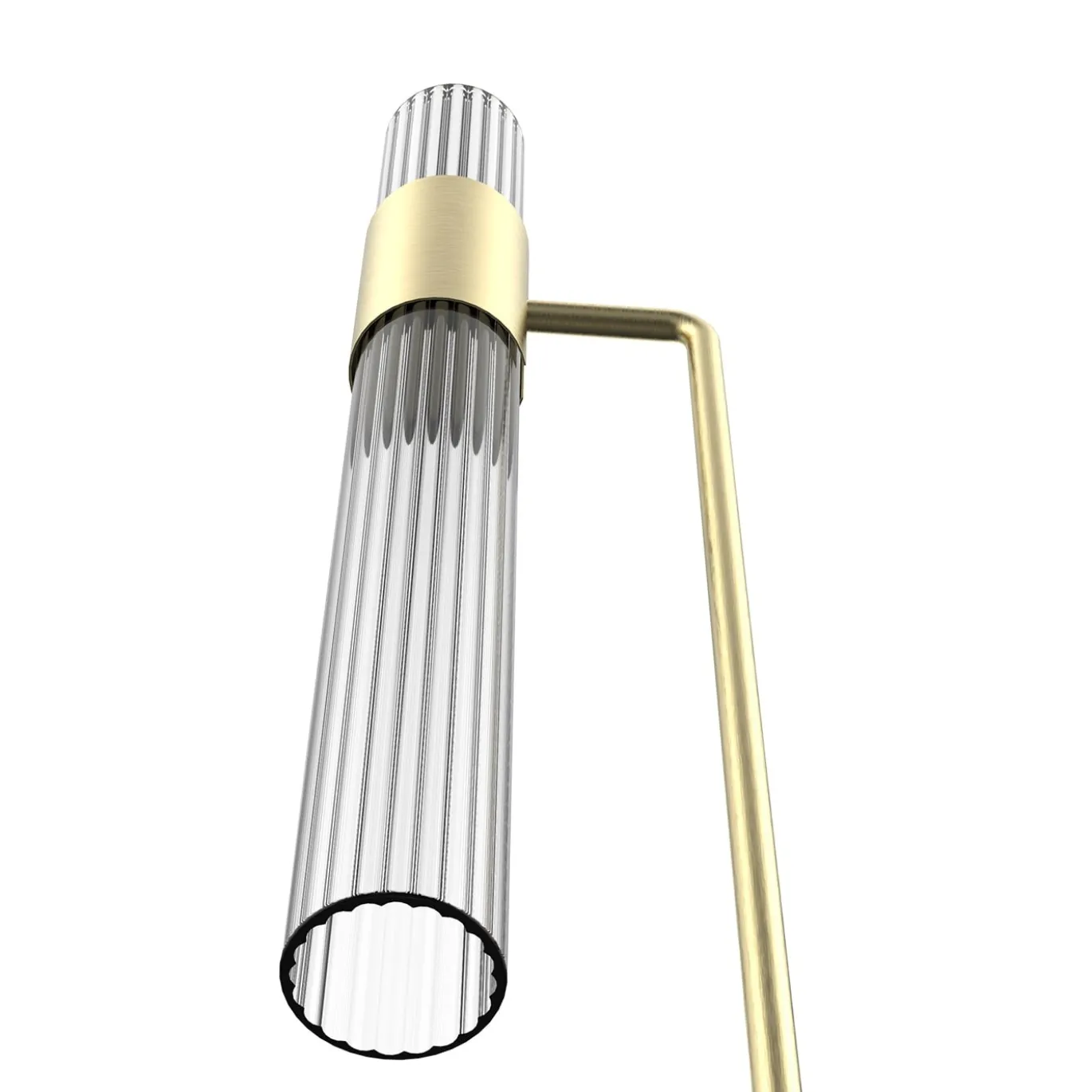 Lampada da terra Sbarlusc in vetro bianco e ottone di Isacco Brioschi