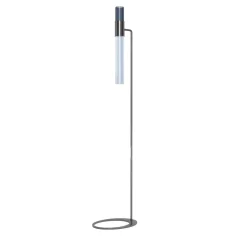 Lampada da terra Sbàrlusc in ottone Gunmental e vetro fumé indaco di Isacco Brioschi