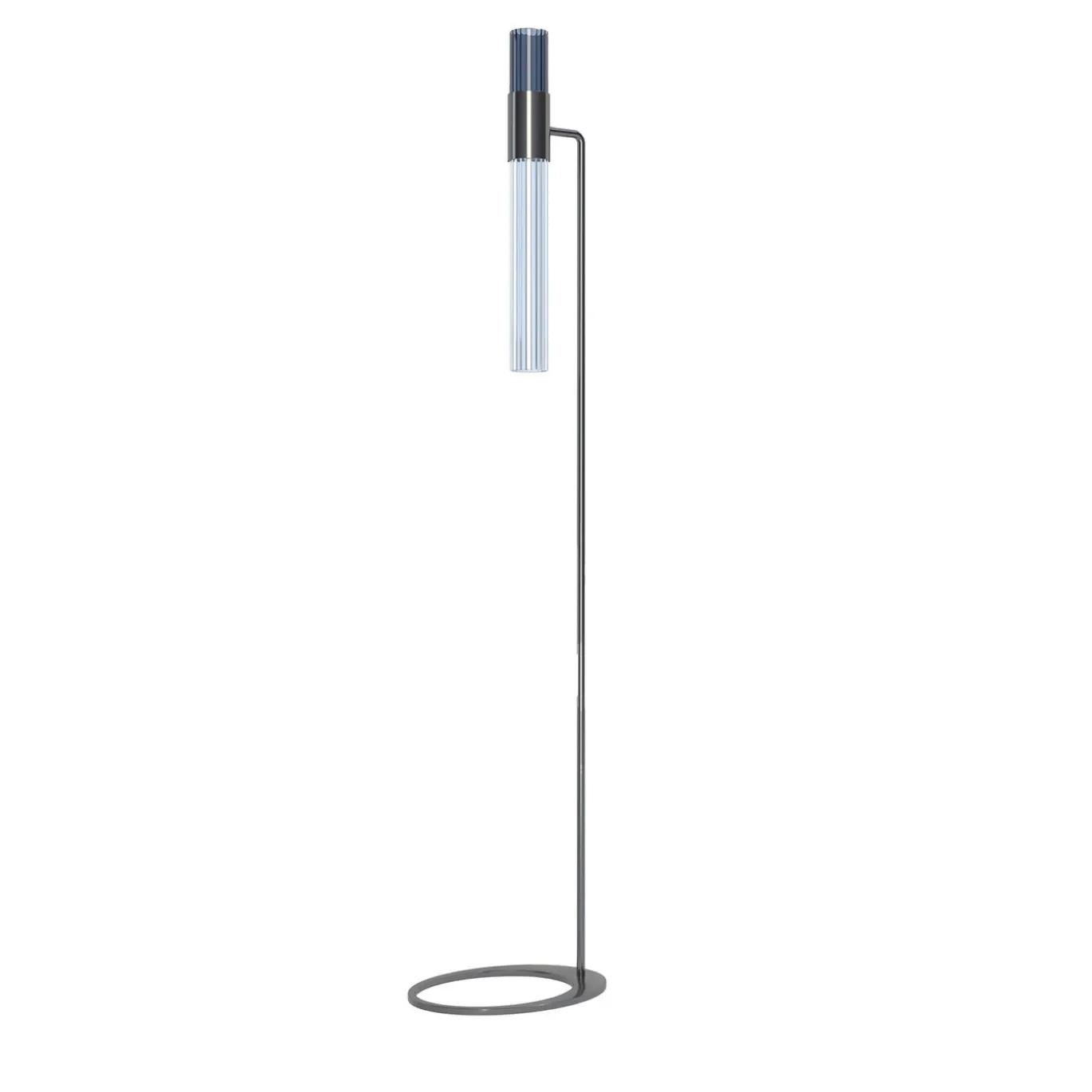 Lampada da terra Sbàrlusc in ottone Gunmental e vetro fumé indaco di Isacco Brioschi