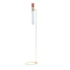 Lampada da terra Sbàrlusc in vetro rosso e ottone champagne di Isacco Brioschi