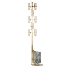 Lampada da terra Soave Gold con base in marmo Bardiglio