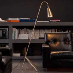 Lampada da Terra Thinkerbell in Ottone con Finitura Dorata