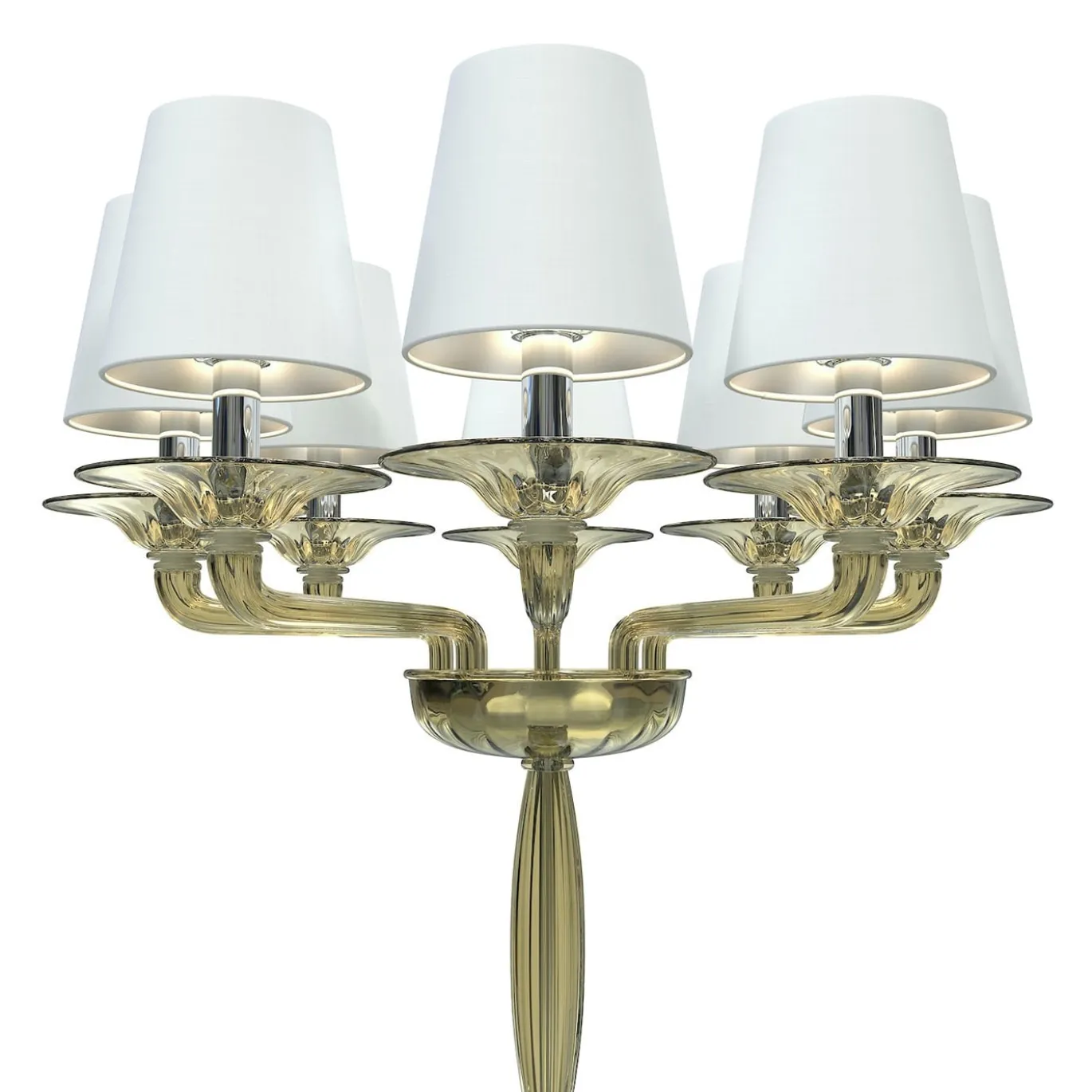 Lampada da terra Tiziano a 8 luci in vetro di Murano color Fumè