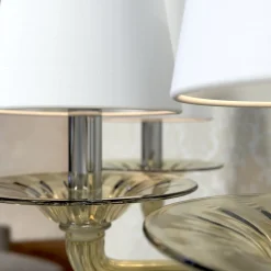 Lampada da terra Tiziano a 8 luci in vetro di Murano color Fumè