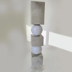 Lampada da Terra Totem in Marmo Travertino