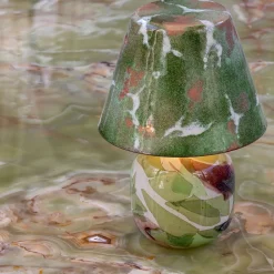 Lampada Liberty verde in vetro di Murano Alchimie