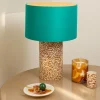 Lampada Pillar in vetro di Murano avorio e ambra con paralume in cotone