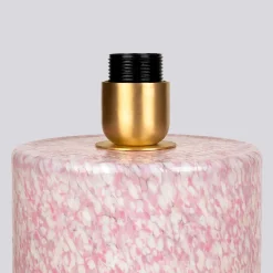 Lampada Pillar in vetro di Murano avorio e rosa con paralume in cotone
