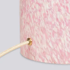 Lampada Pillar in vetro di Murano avorio e rosa con paralume in cotone