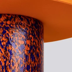 Lampada Pillar in vetro di Murano arancione e blu con paralume in cotone