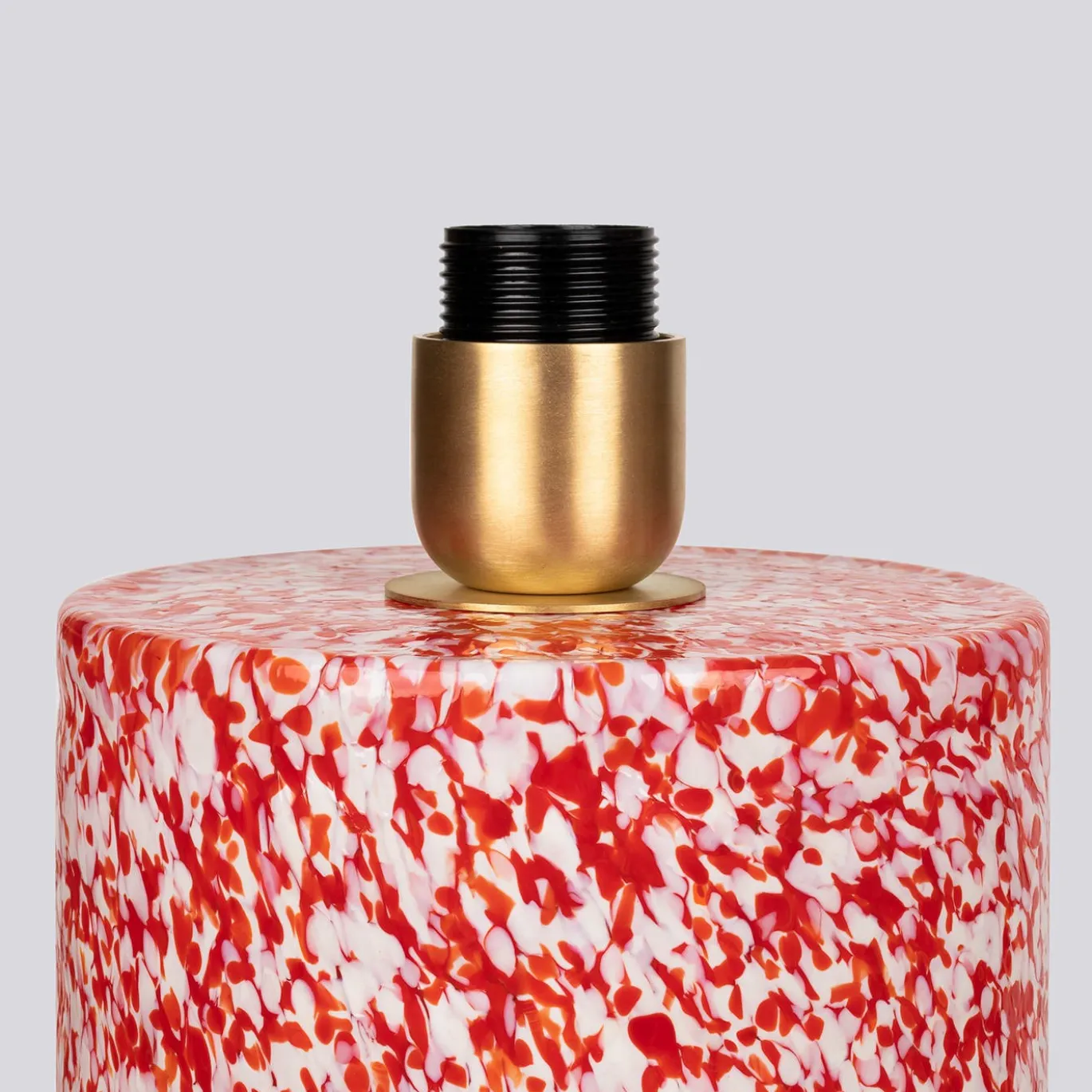 Lampada Pillar in vetro di Murano rosso e avorio con paralume in cotone