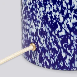 Lampada Pillar in vetro di Murano blu e avorio con paralume in cotone