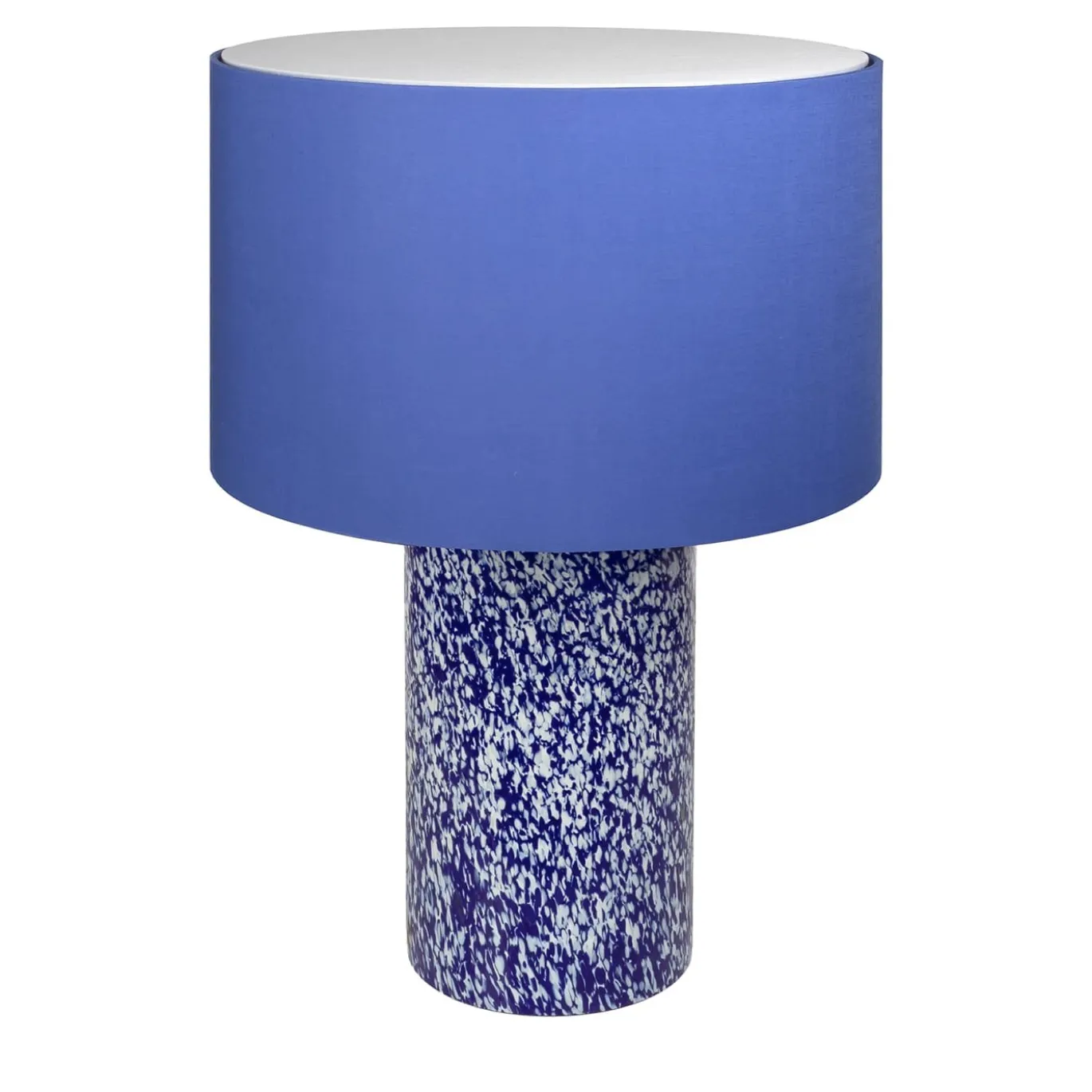 Lampada Pillar in vetro di Murano blu e avorio con paralume in cotone