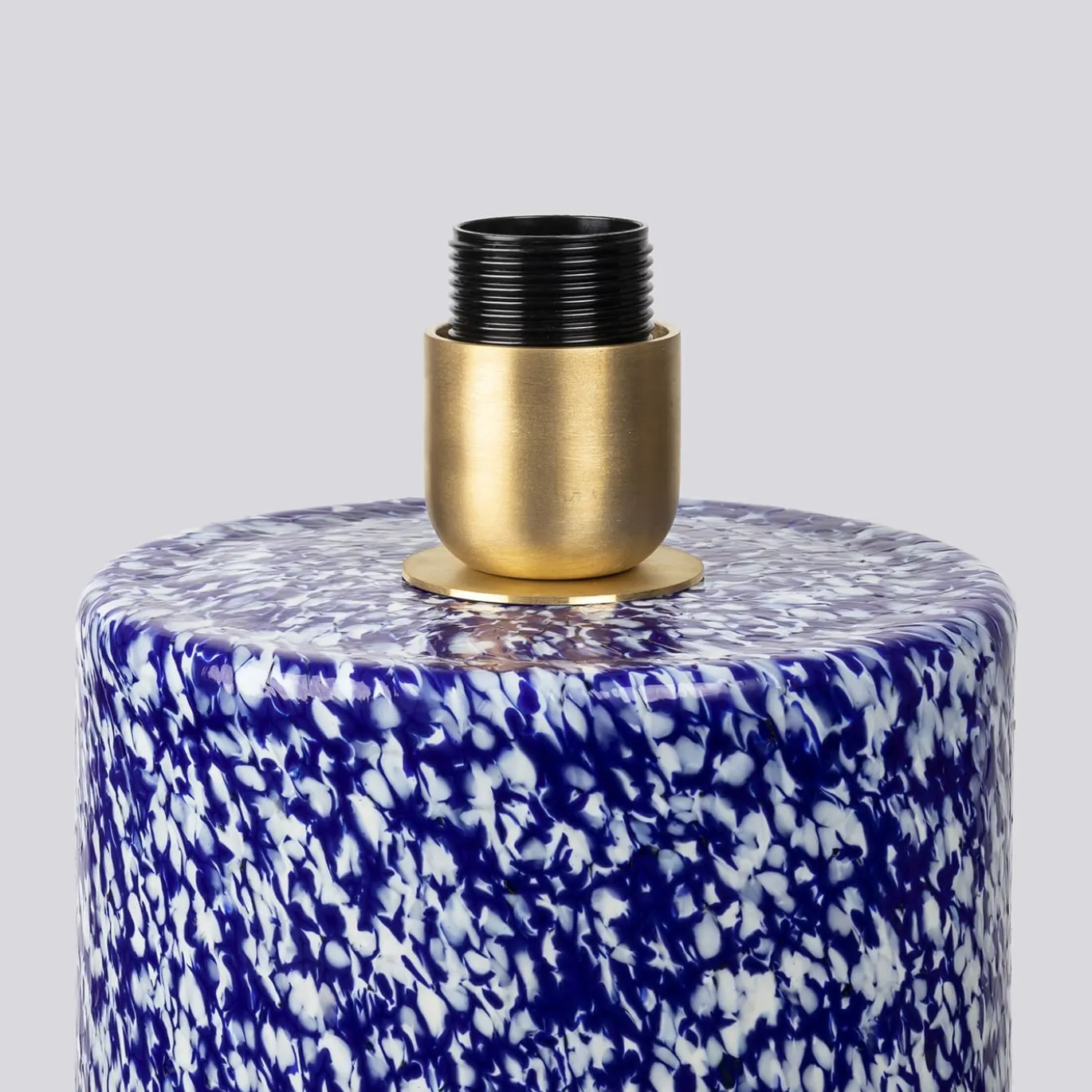 Lampada Pillar in vetro di Murano blu e avorio con paralume in cotone