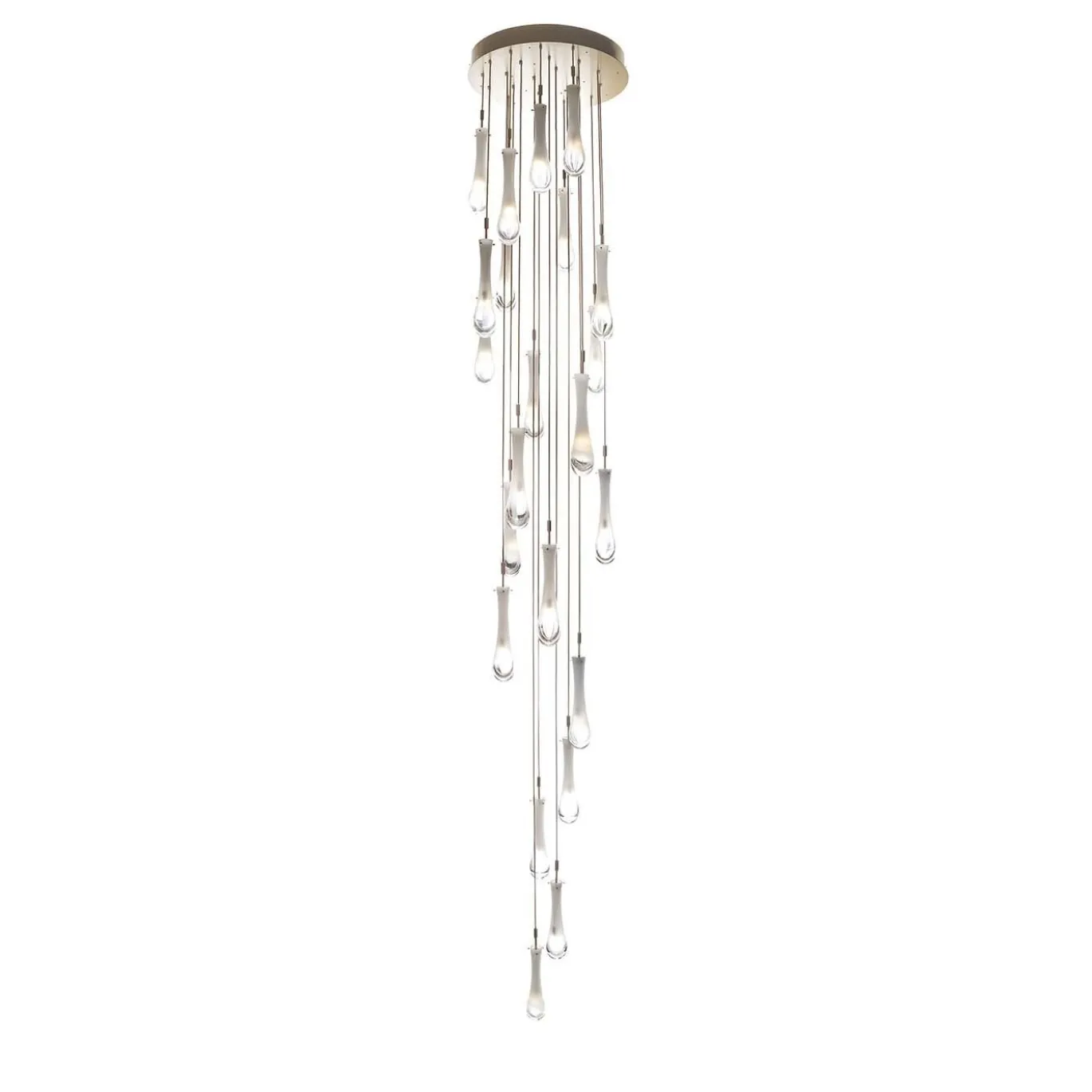 Lampadario a cascata con gocce bianche
