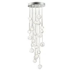 Lampadario a Cascata con Sfere di Cristallo Trasparente