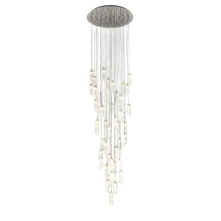Lampadario a Cascata in Tubo di Vetro di Murano Trasparente
