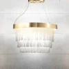 Lampadario ad anello con elementi rettangolari in vetro veneziano