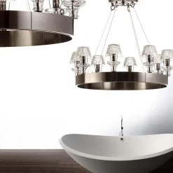 Lampadario ad anello in cristallo