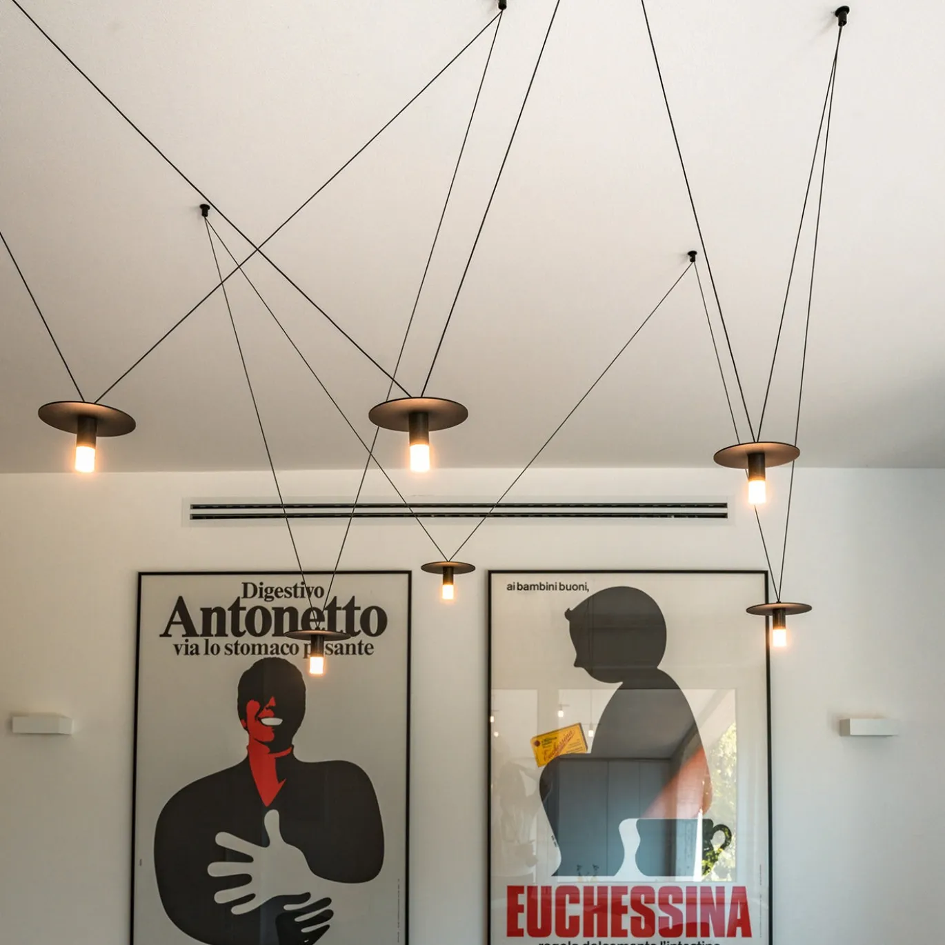 Lampadario a diffusione luminosa D02 nero a 6 luci
