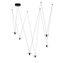 Lampadario a diffusione luminosa D02 nero a 6 luci