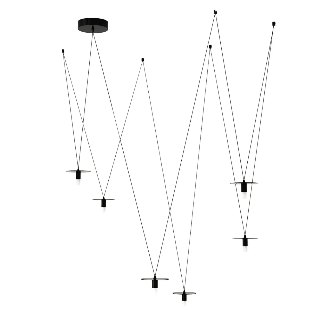 Lampadario a diffusione luminosa D02 nero a 6 luci