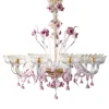 Lampadario a fiori rosa