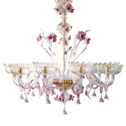 Lampadario a fiori rosa