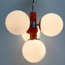 Lampadario a 4 luci arancione Stilnovo