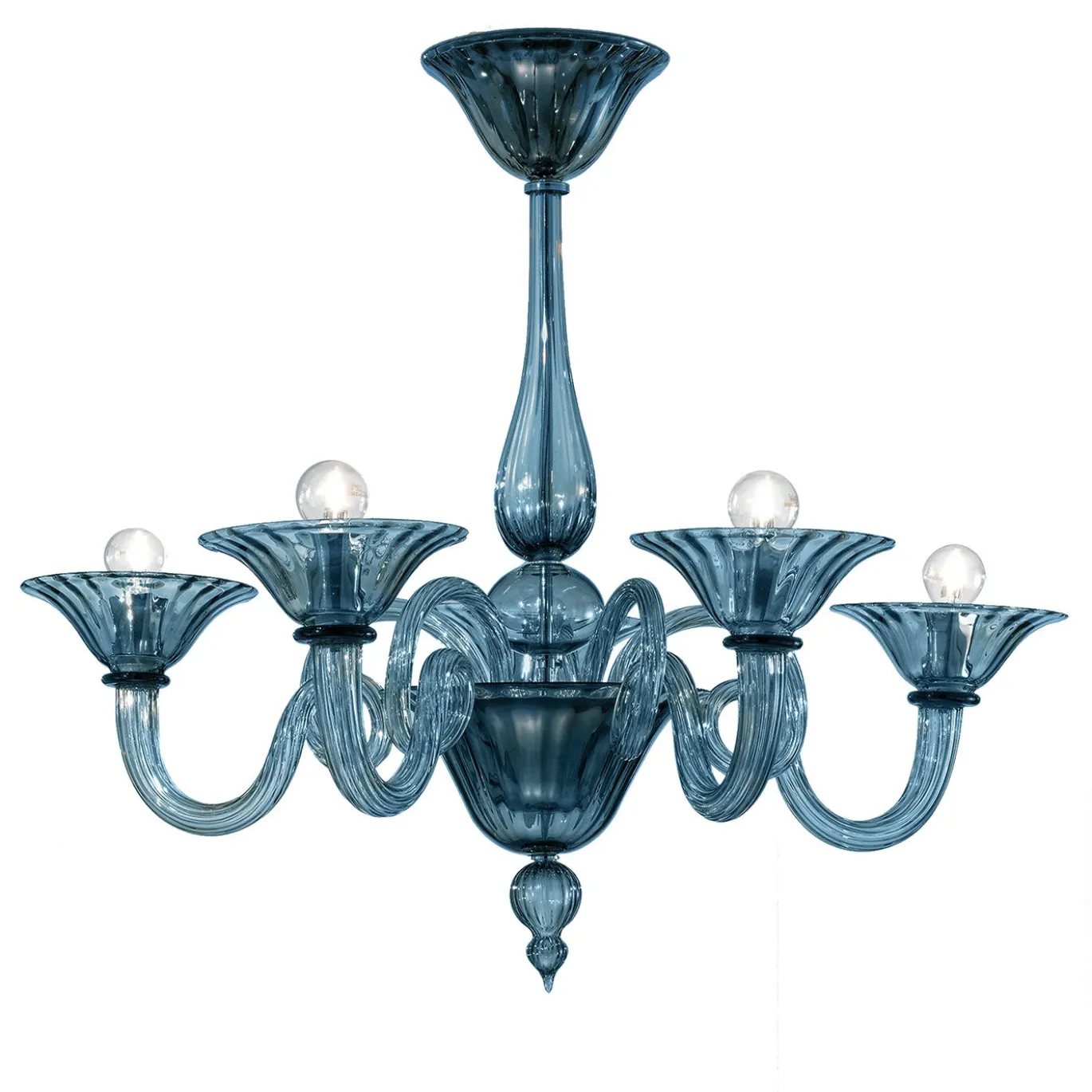 Lampadario a 5 luci blu Dolfin