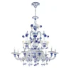 Lampadario a 9 luci blu e cristallo Rezzonico