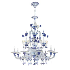 Lampadario a 9 luci blu e cristallo Rezzonico