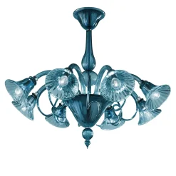 Lampadario a 8 luci blu Venier