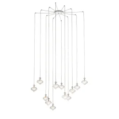 Lampadario a 12 luci con cipolle di vetro