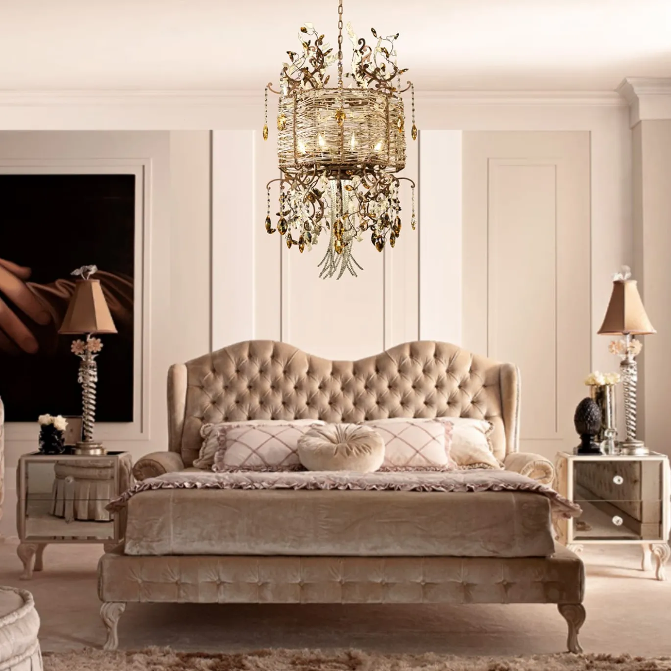 331 Lampadario a 8 luci floreale bronzato