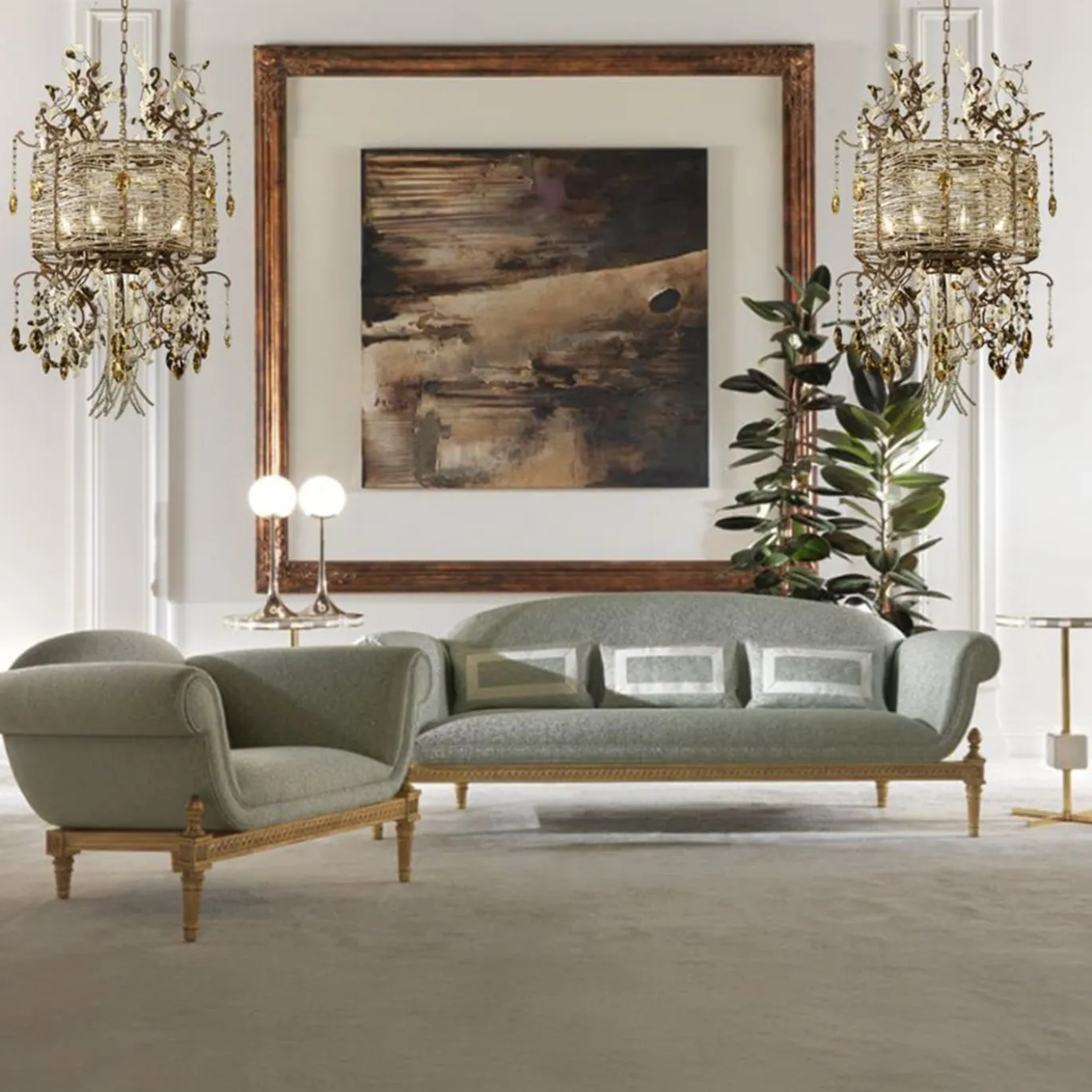 331 Lampadario a 8 luci floreale bronzato