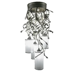 Lampadario a 4 luci in ferro fitomorfo Braid T