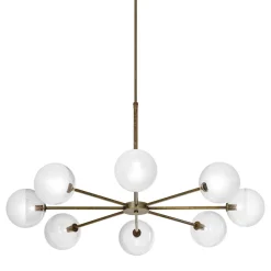 Lampadario a 8 luci in ottone antico Molecola