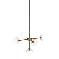 Lampadario a 5 luci in ottone antico Molecola