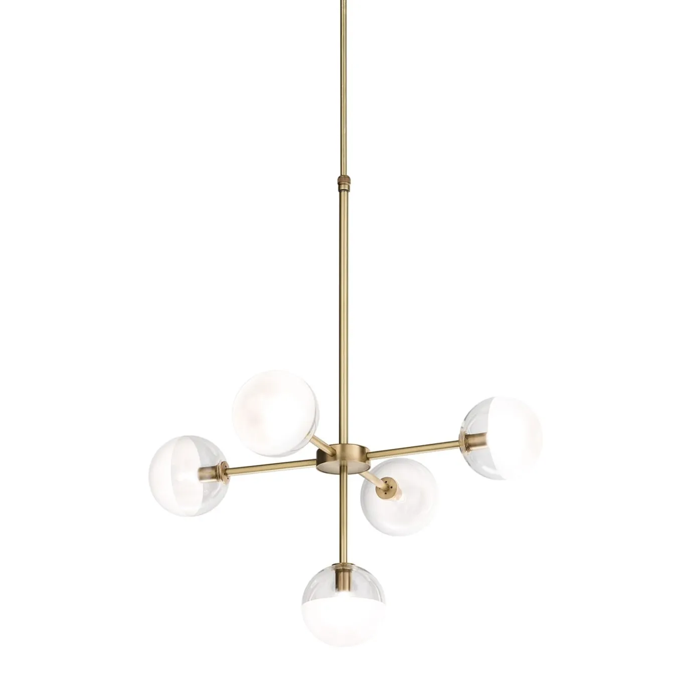 Lampadario a 5 luci in ottone naturale Molecola