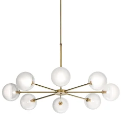 Lampadario a 8 luci in ottone naturale Molecola
