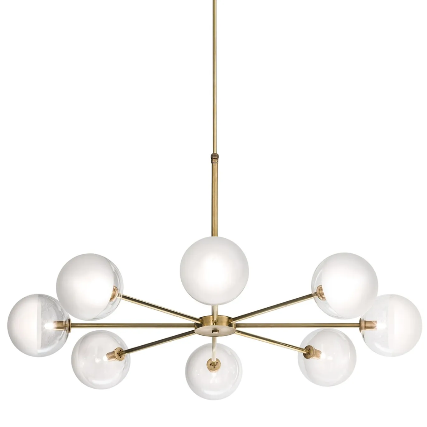 Lampadario a 8 luci in ottone naturale Molecola
