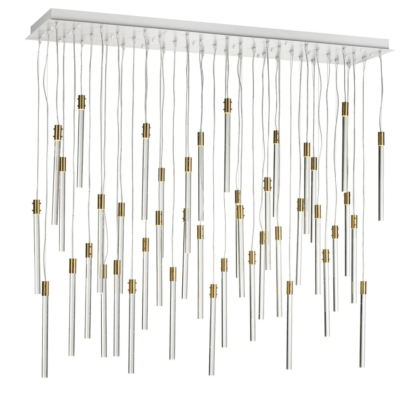 Lampadario a 43 Luci in Tubo di Vetro Trasparente