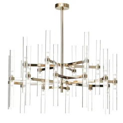 Lampadario a 36 luci in vetro trasparente