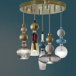 Lampadario a 5 luci multicolore Divas