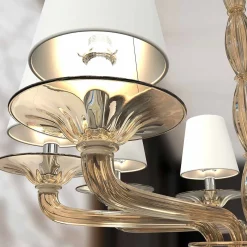 Lampadario a 12 luci Tiziano in vetro di Murano color Fumè