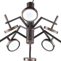Lampadario a 8 luci Vector in Nichel Nero e Oro Satinato
