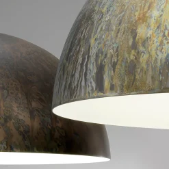 Lampadario Amalfi con finitura in Corten argento e bianco satinato