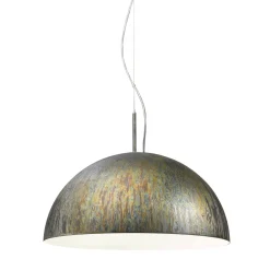 Lampadario Amalfi con finitura in Corten argento e bianco satinato